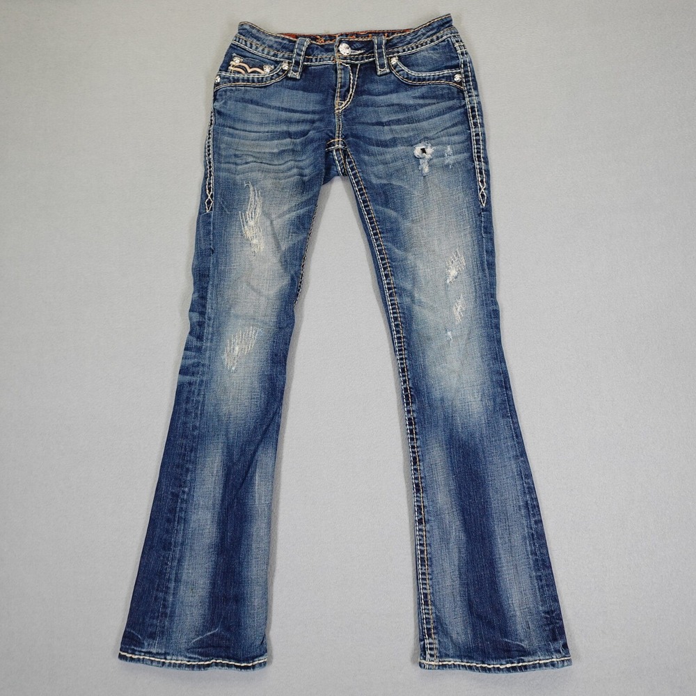 Rock Revival Jeans Womens 26 Blue Bootcut Distressed Embellished Y2K Denim Pants